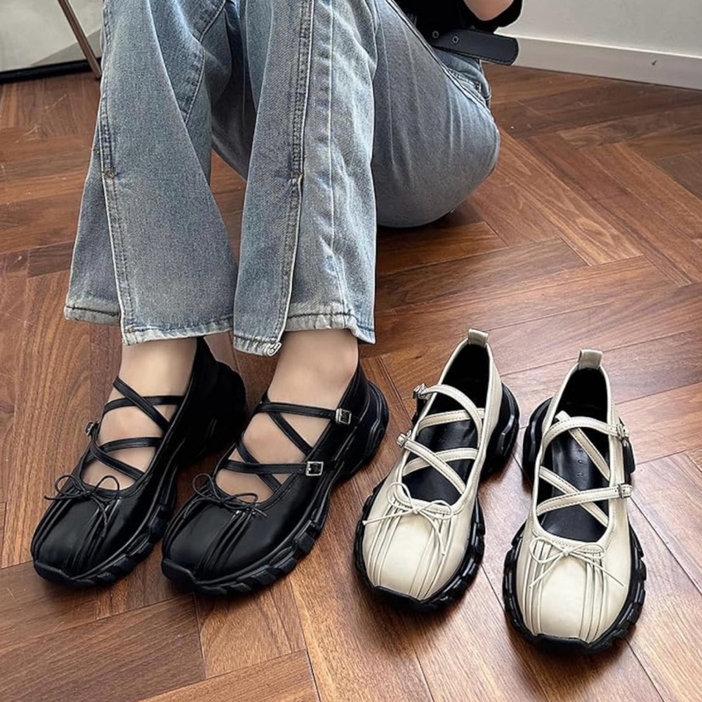Kawaii Women Bow Decor Flatform Mary Janes